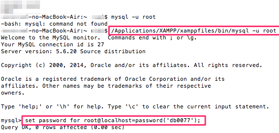 mysql mac access denied for user 